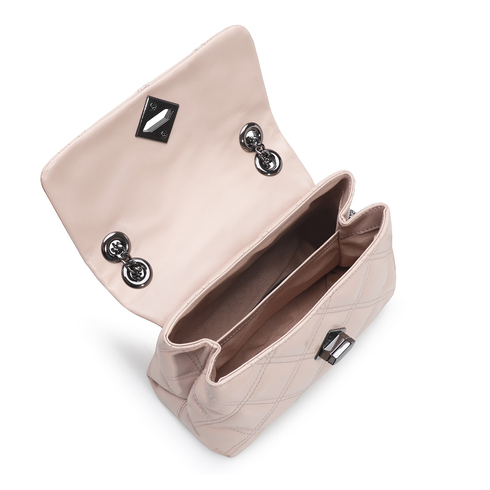 Bolsa De Ombro Matelassê Couro Rosado