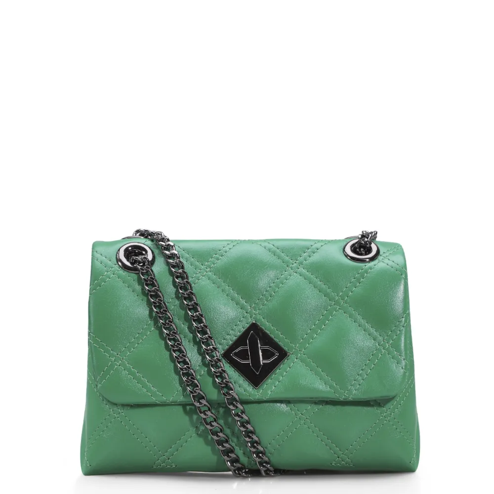 Bolsa De Ombro Matelassê Couro Verde