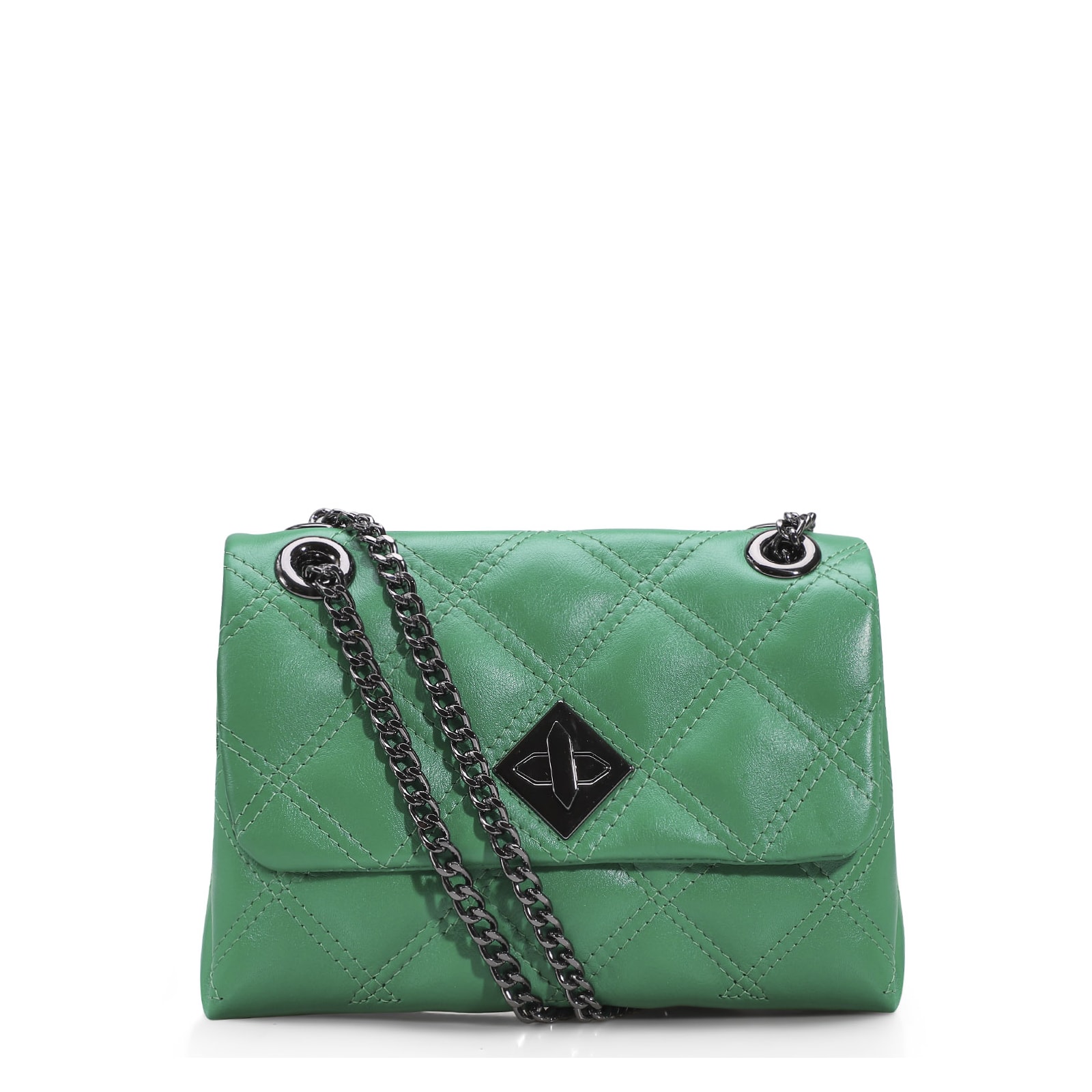 Bolsa De Ombro Matelassê Couro Verde