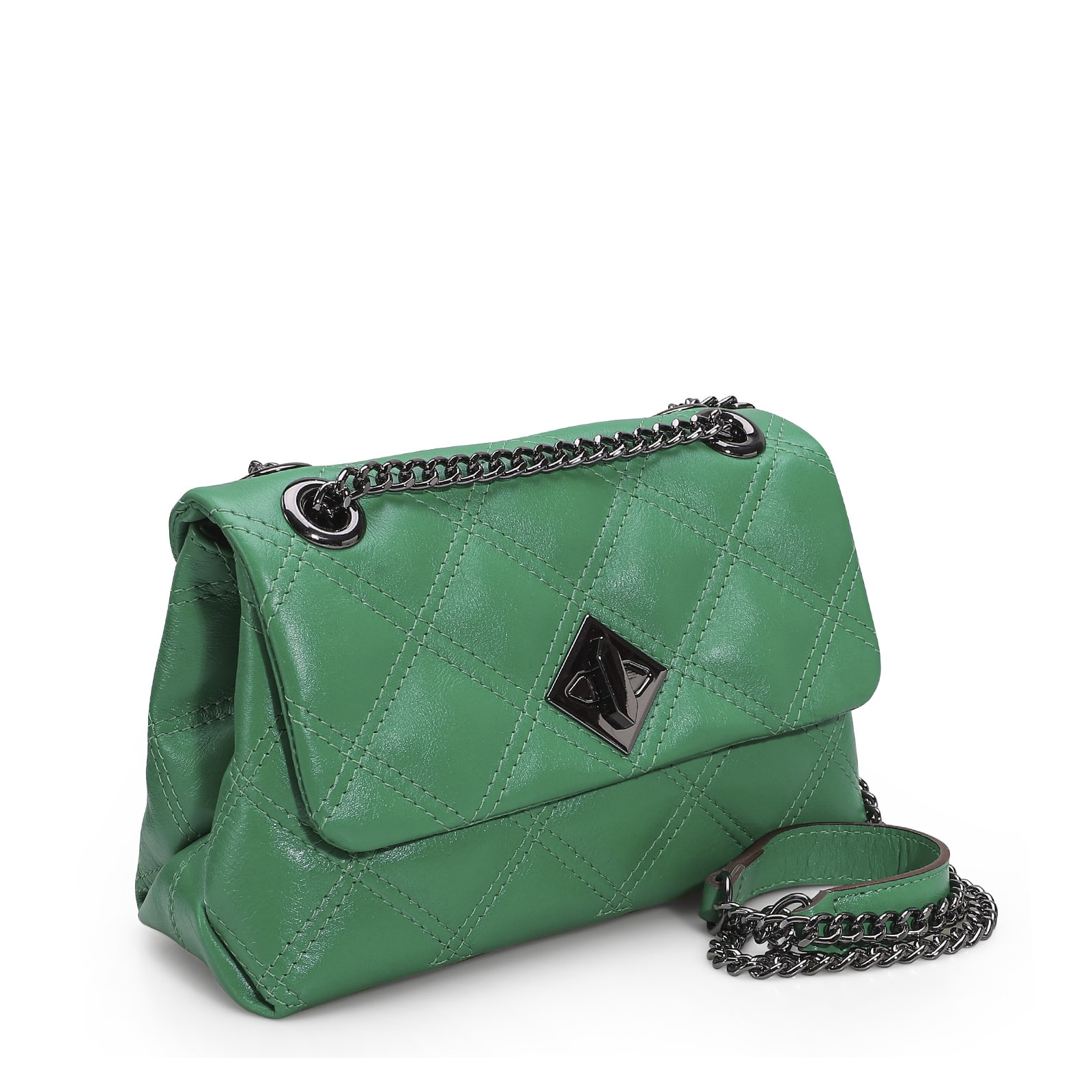 Bolsa De Ombro Matelassê Couro Verde
