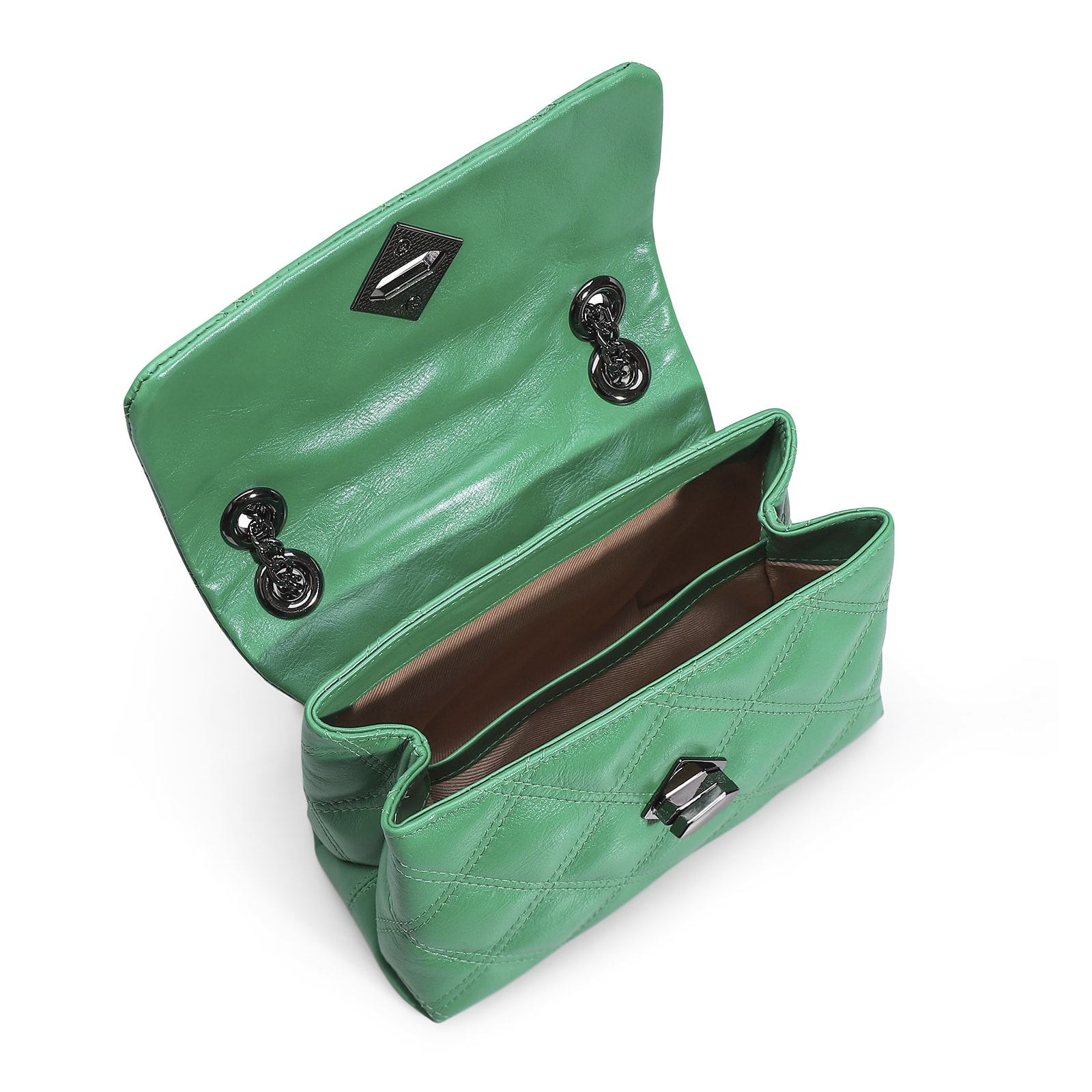 Bolsa De Ombro Matelassê Couro Verde
