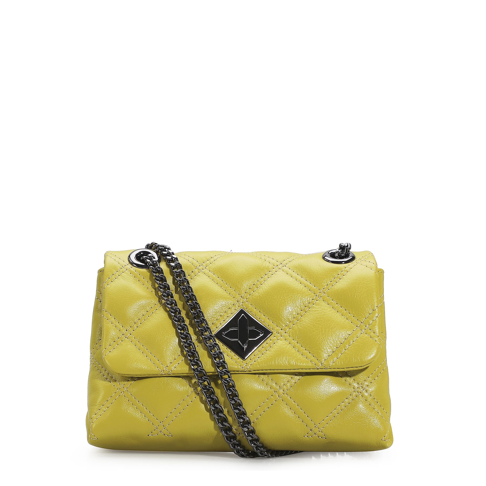 Bolsa De Ombro Matelassê Couro Verde Lima
