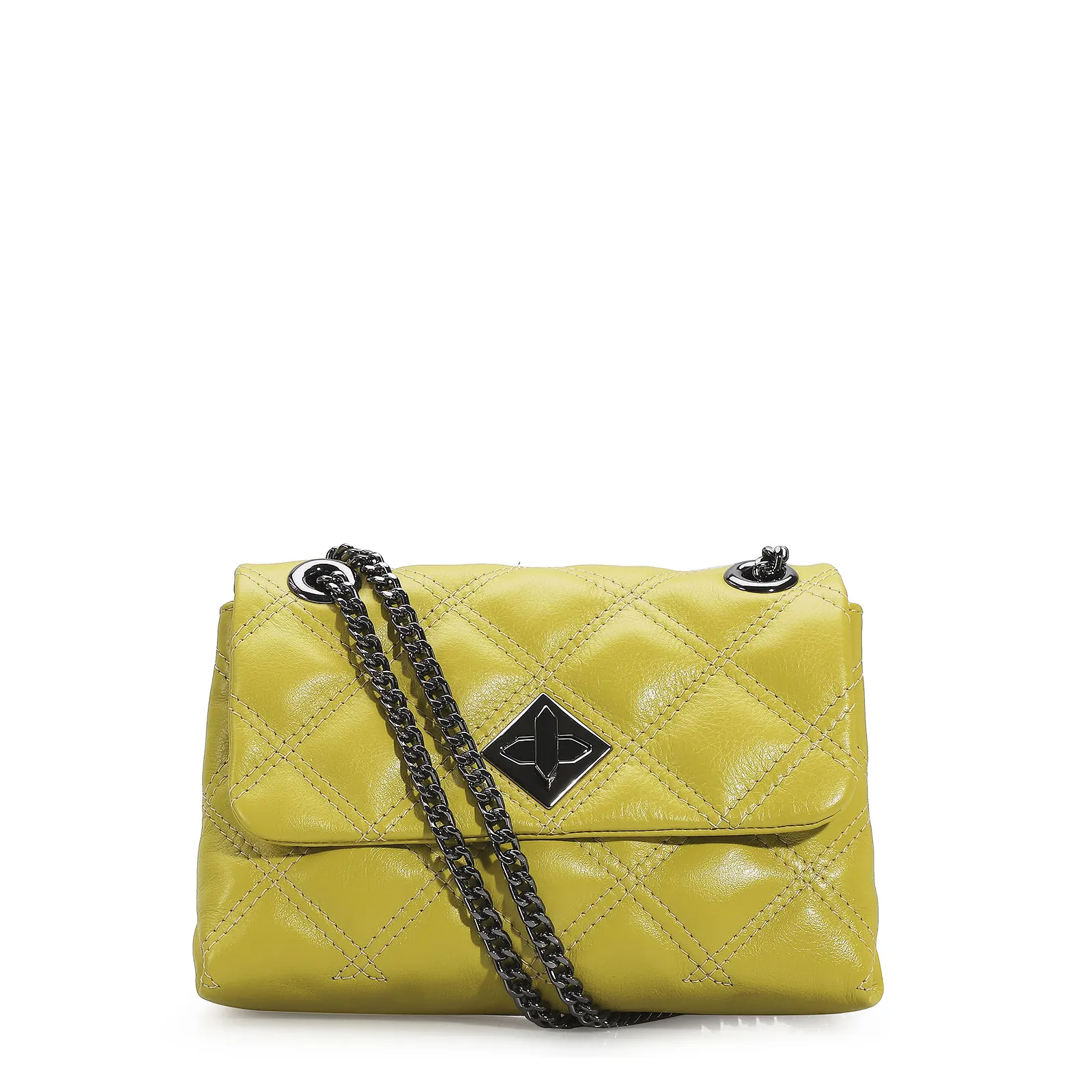 Bolsa De Ombro Matelassê Couro Verde Lima