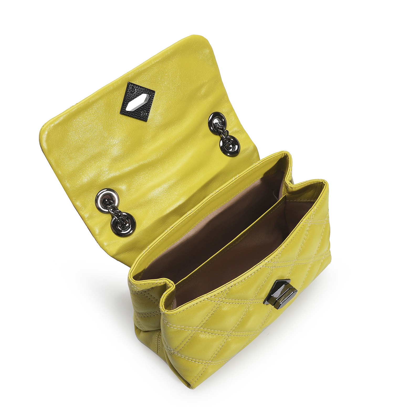 Bolsa De Ombro Matelassê Couro Verde Lima