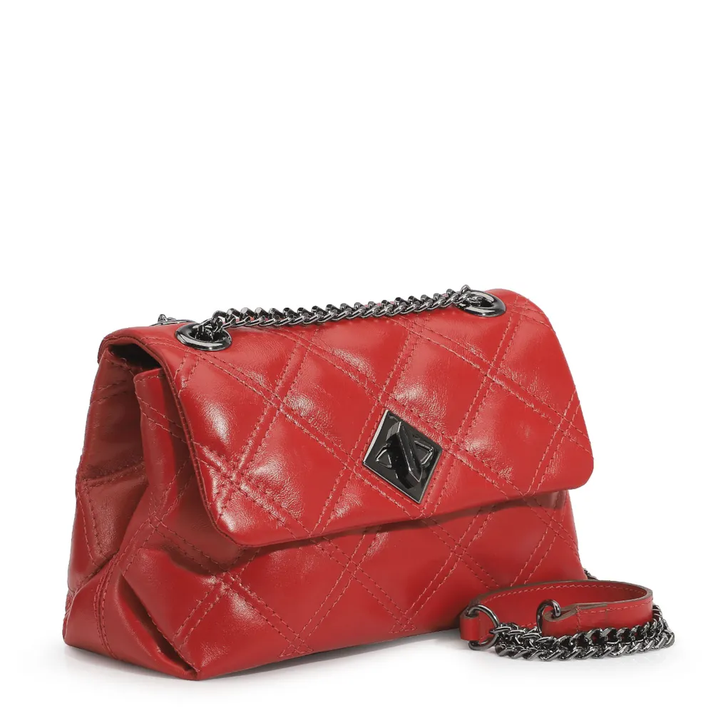 Bolsa De Ombro Matelassê Couro Vermelho - imagem 3