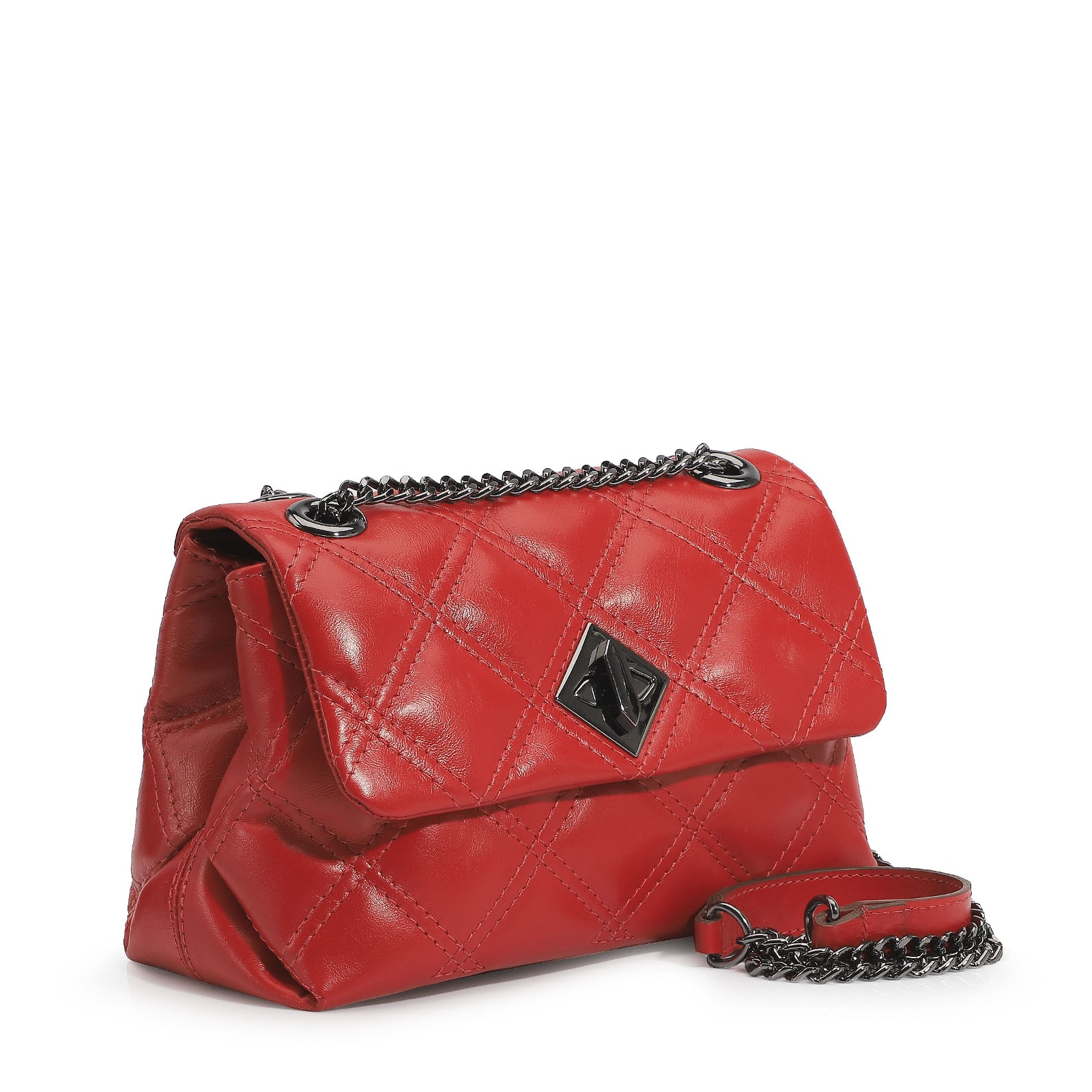 Bolsa De Ombro Matelassê Couro Vermelho