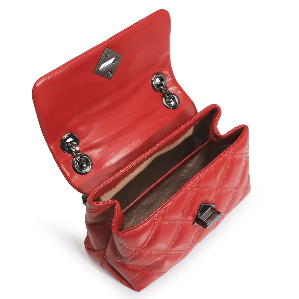 Bolsa De Ombro Matelassê Couro Vermelho - imagem 5