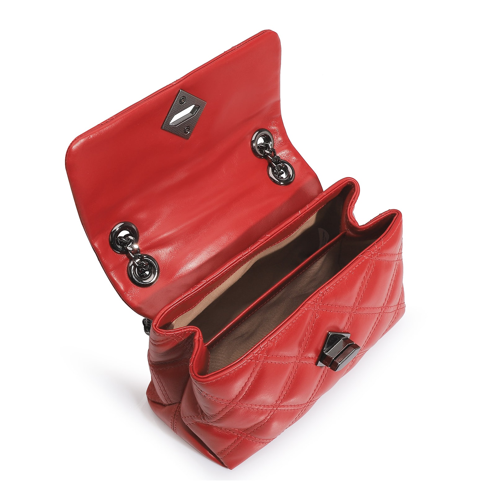 Bolsa De Ombro Matelassê Couro Vermelho