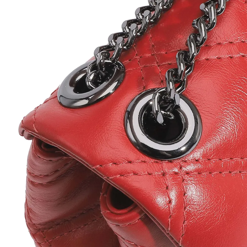 Bolsa De Ombro Matelassê Couro Vermelho - imagem 6