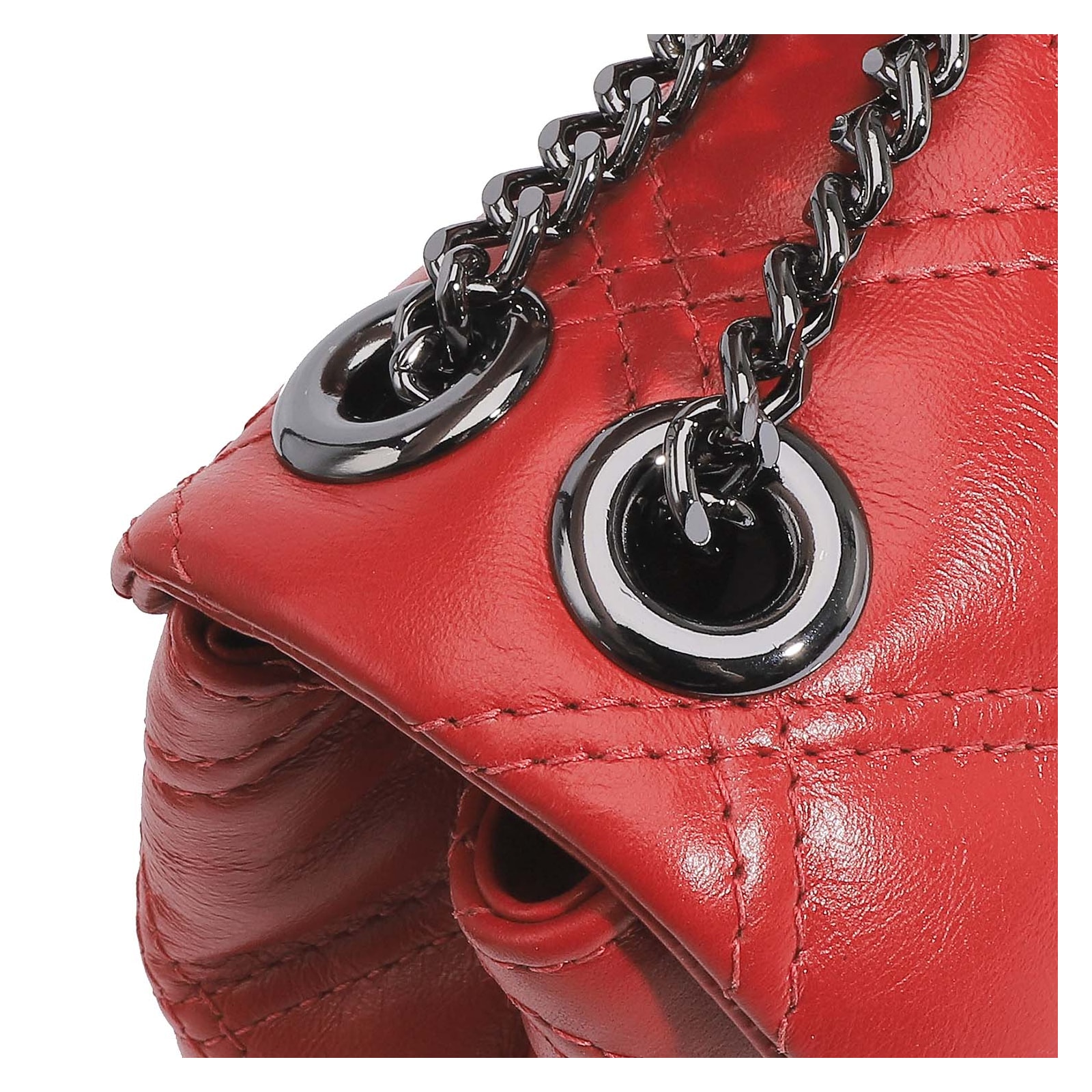 Bolsa De Ombro Matelassê Couro Vermelho