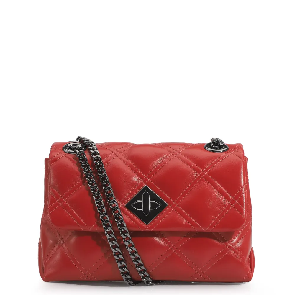 Bolsa De Ombro Matelassê Couro Vermelho