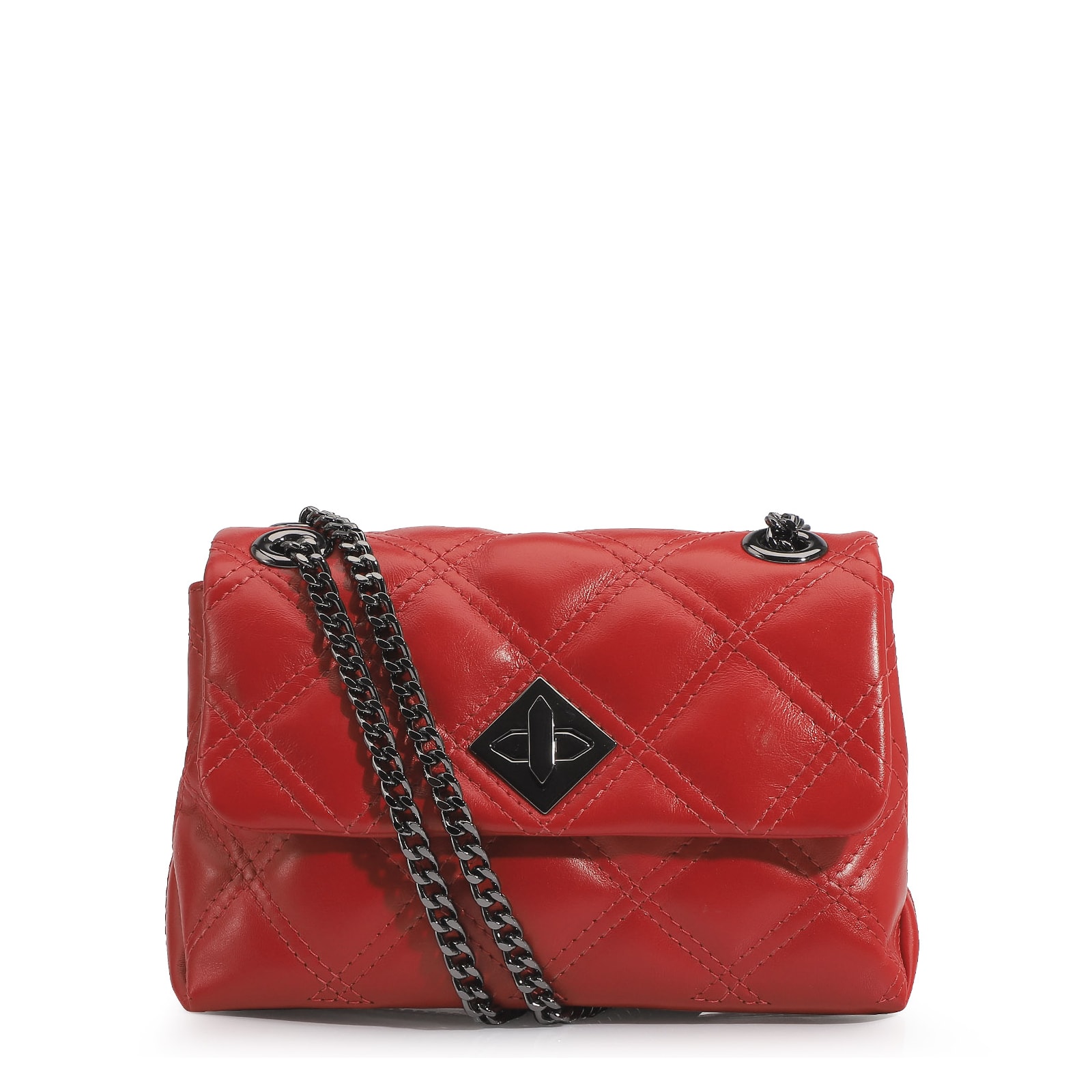 Bolsa De Ombro Matelassê Couro Vermelho