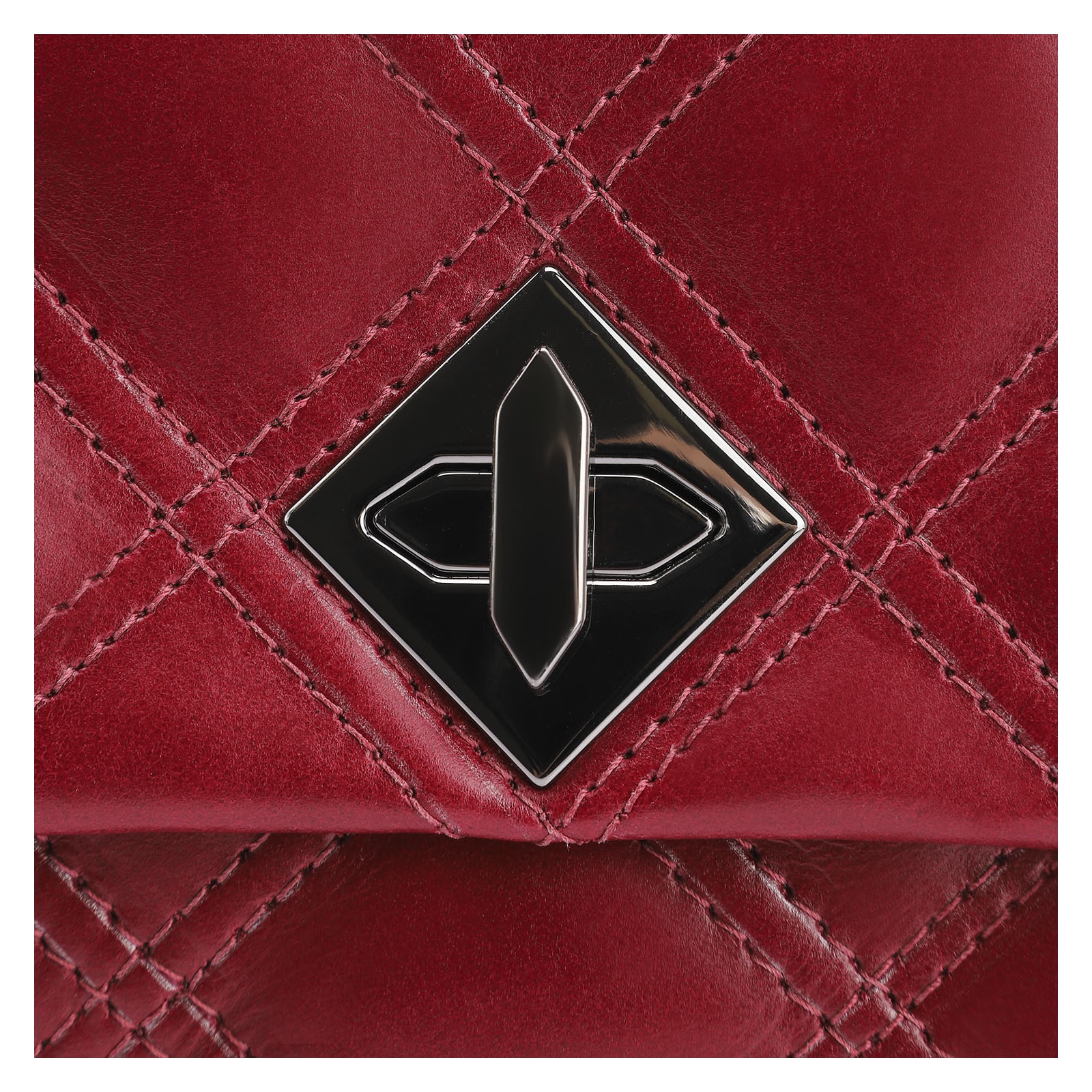 Bolsa De Ombro Matelassê Couro Vermelho Cereja