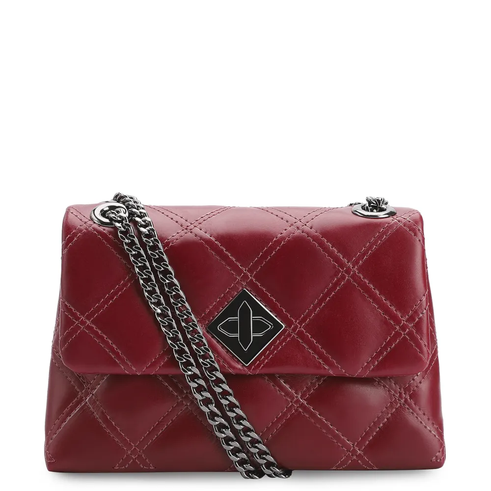 Bolsa De Ombro Matelassê Couro Vermelho Cereja