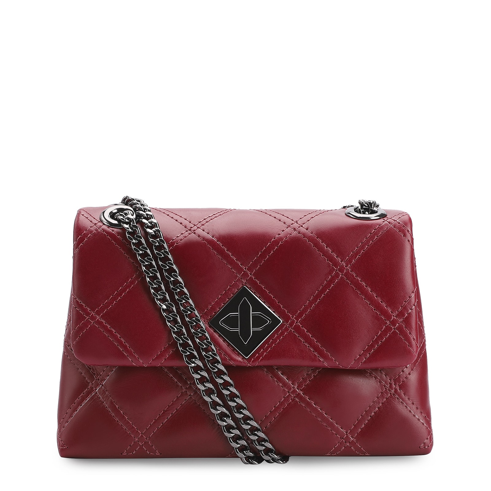 Bolsa De Ombro Matelassê Couro Vermelho Cereja