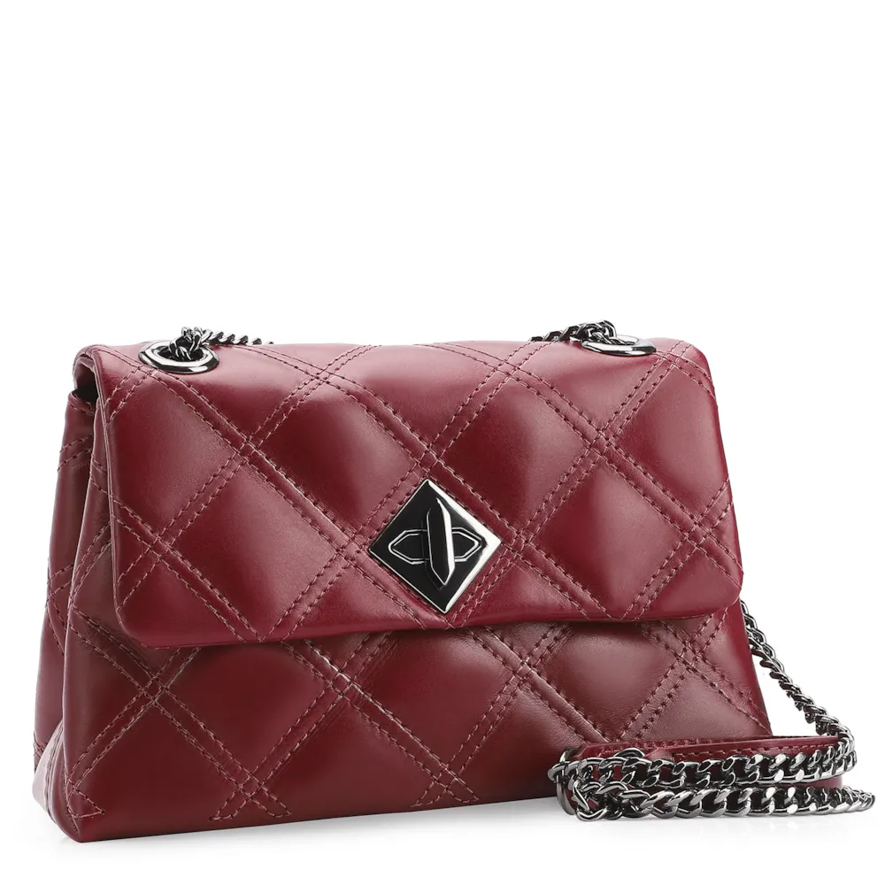 Bolsa De Ombro Matelassê Couro Vermelho Cereja - imagem 2