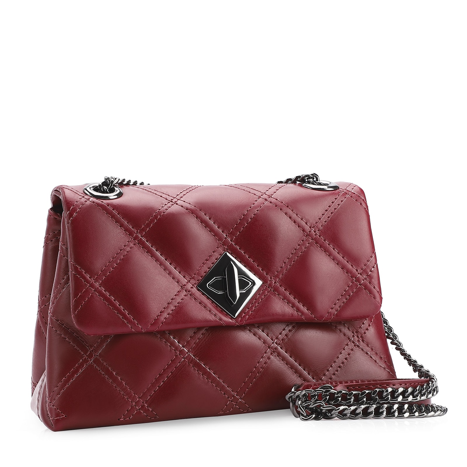 Bolsa De Ombro Matelassê Couro Vermelho Cereja
