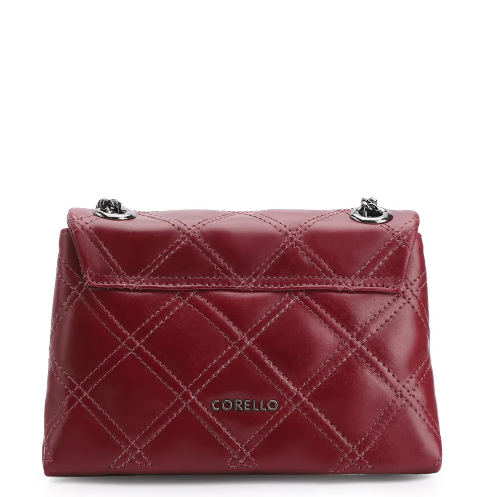 Bolsa De Ombro Matelassê Couro Vermelho Cereja - imagem 3