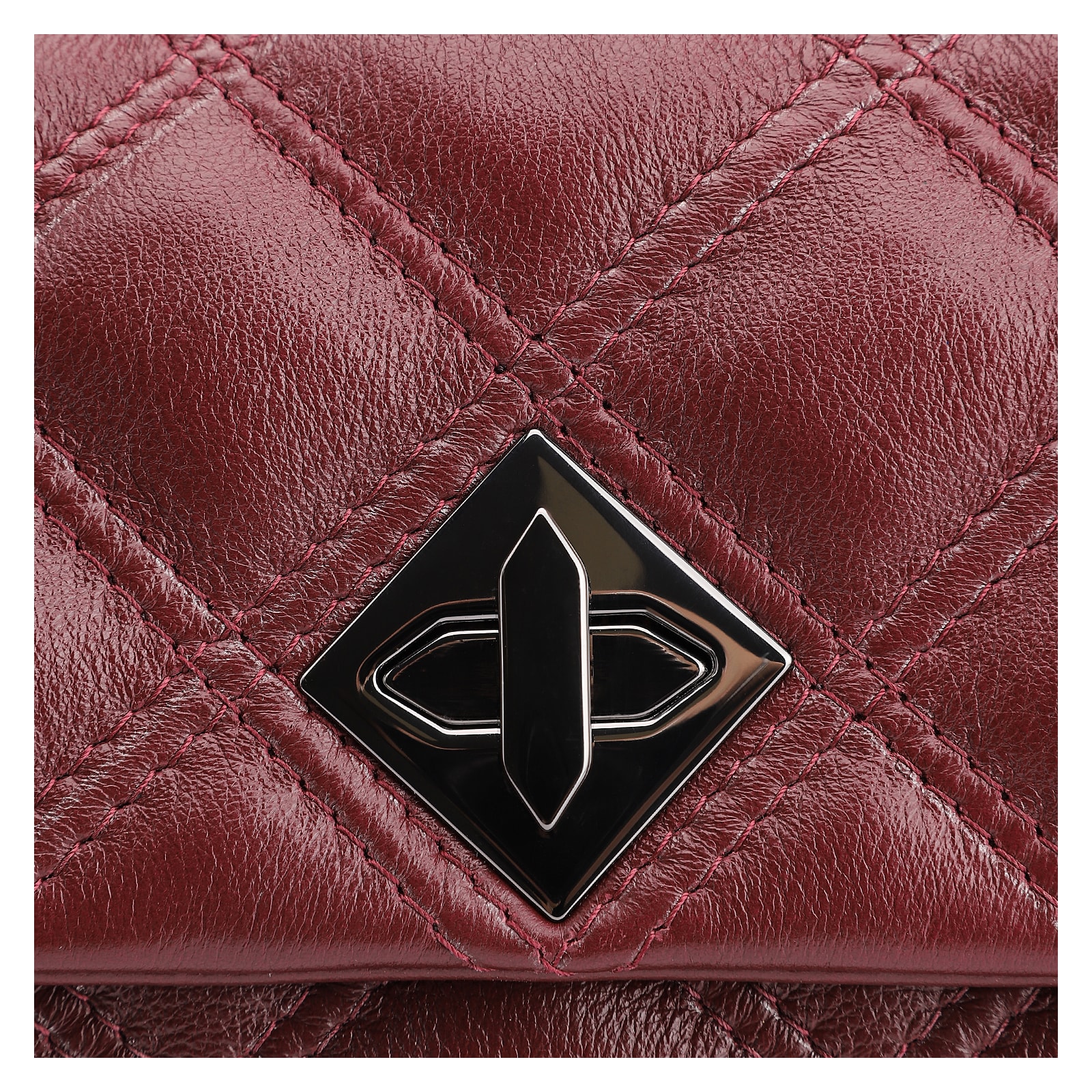 Bolsa De Ombro Matelassê Couro Vinho