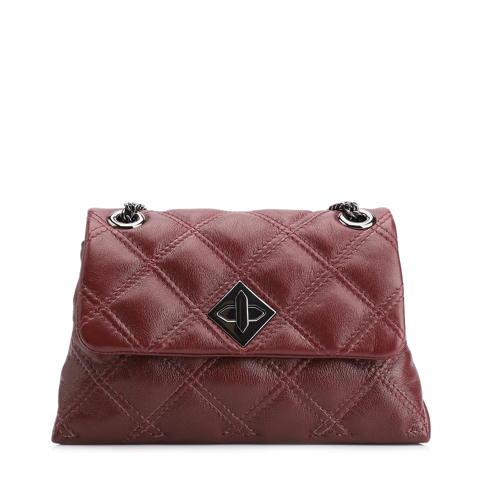 Bolsa De Ombro Matelassê Couro Vinho