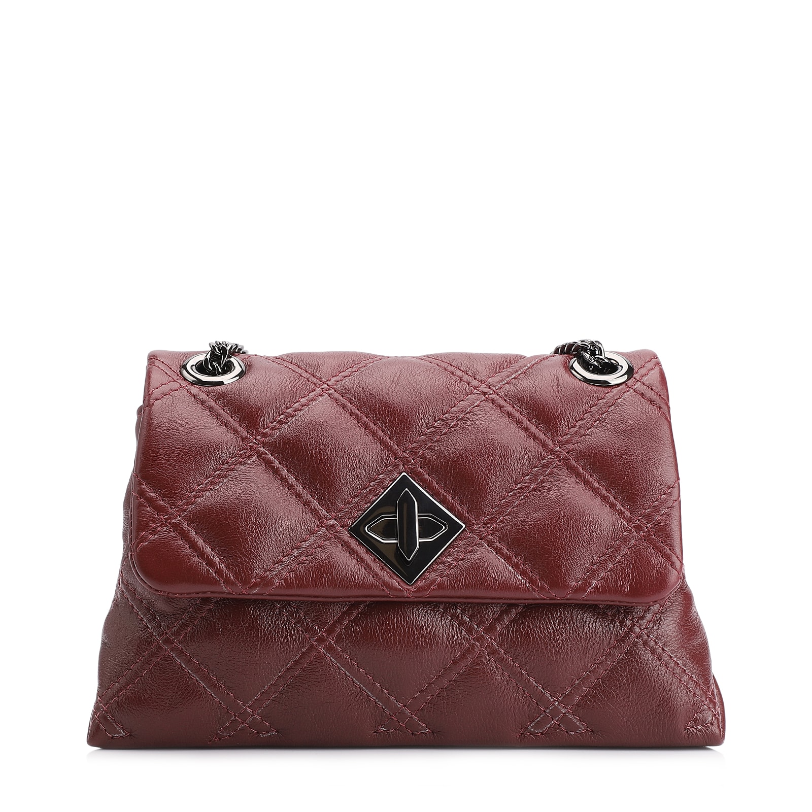 Bolsa De Ombro Matelassê Couro Vinho