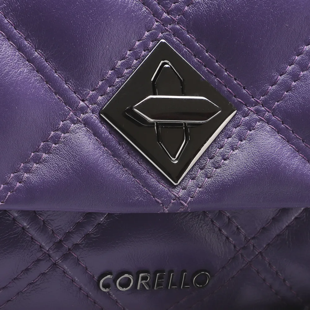 Bolsa De Ombro Matelassê Couro Violeta - imagem 5