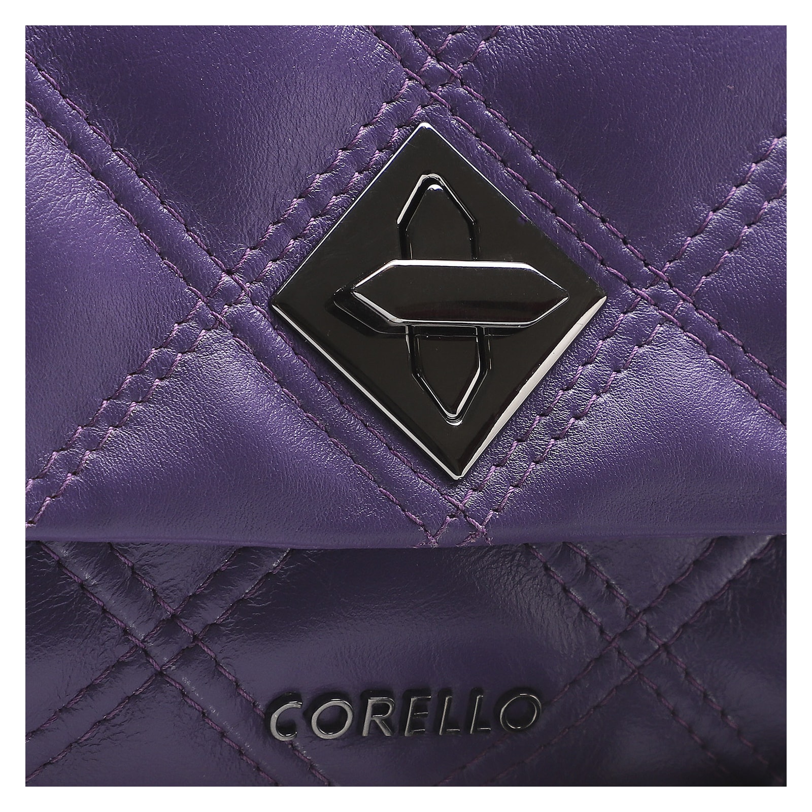 Bolsa De Ombro Matelassê Couro Violeta
