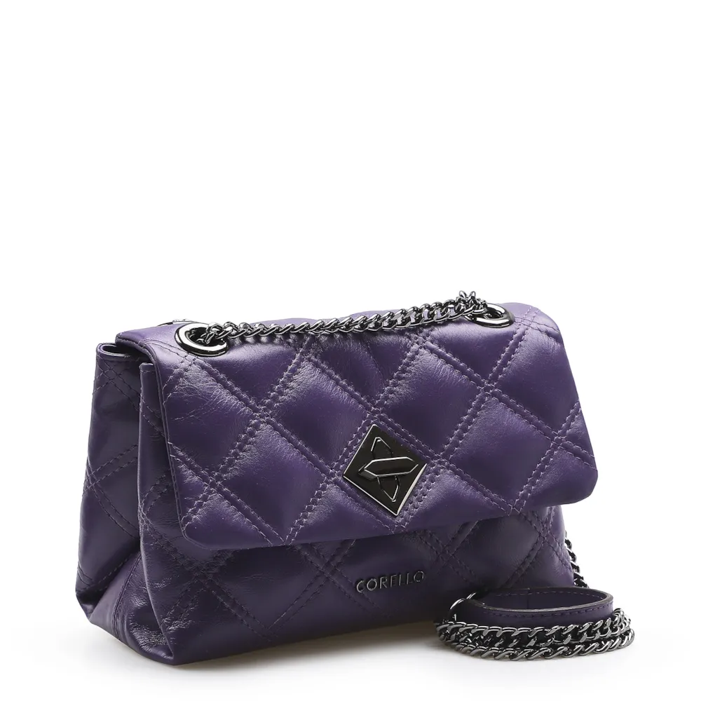 Bolsa De Ombro Matelassê Couro Violeta - imagem 2