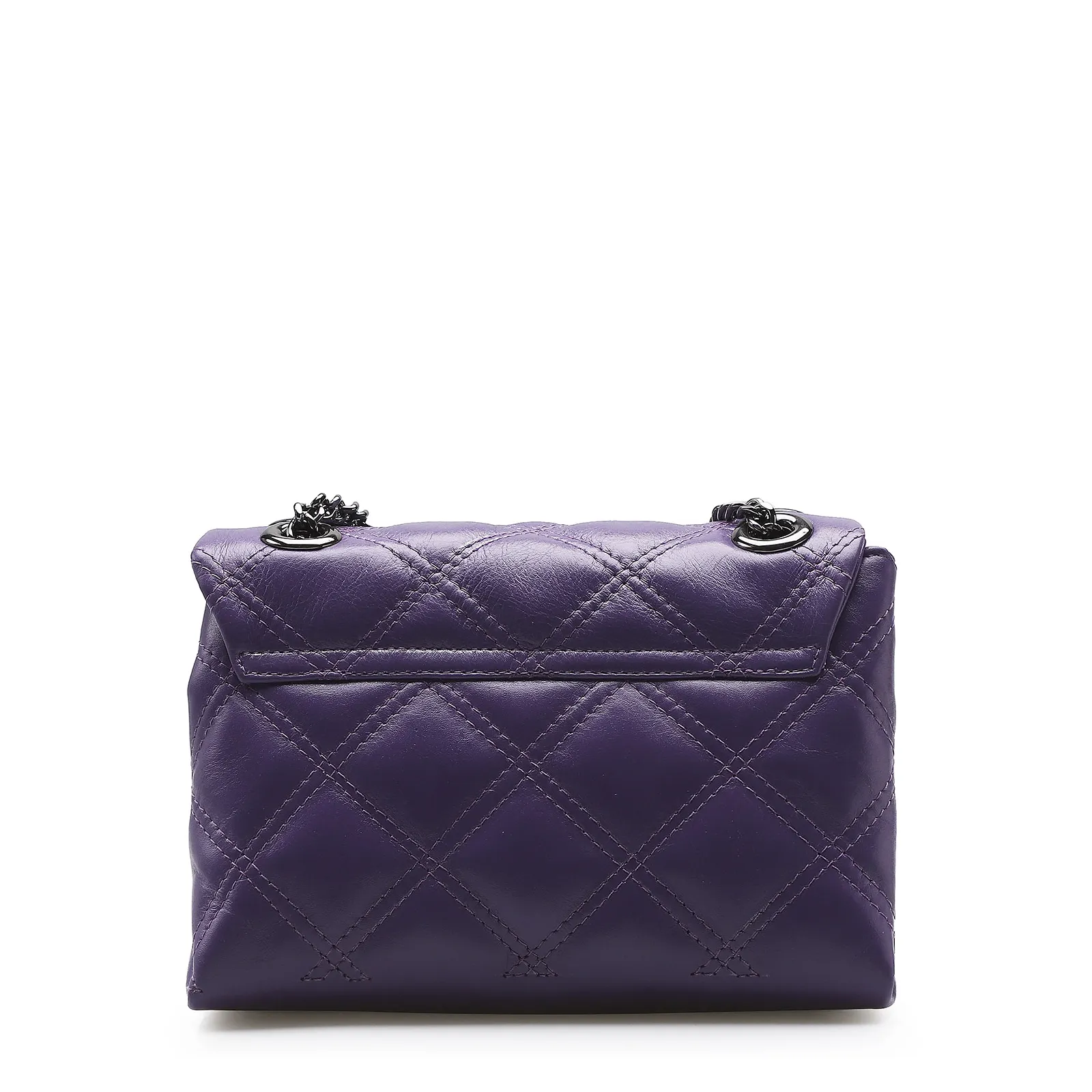 Bolsa De Ombro Matelassê Couro Violeta