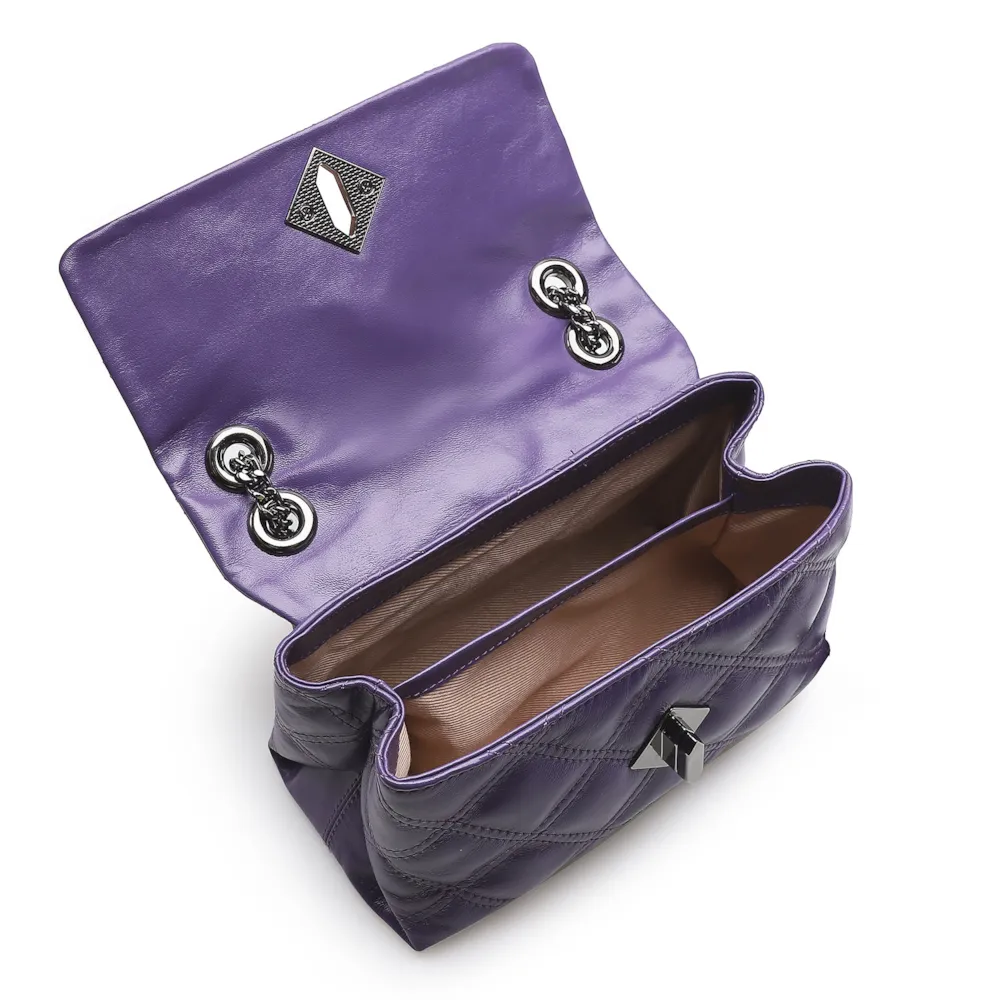 Bolsa De Ombro Matelassê Couro Violeta - imagem 4