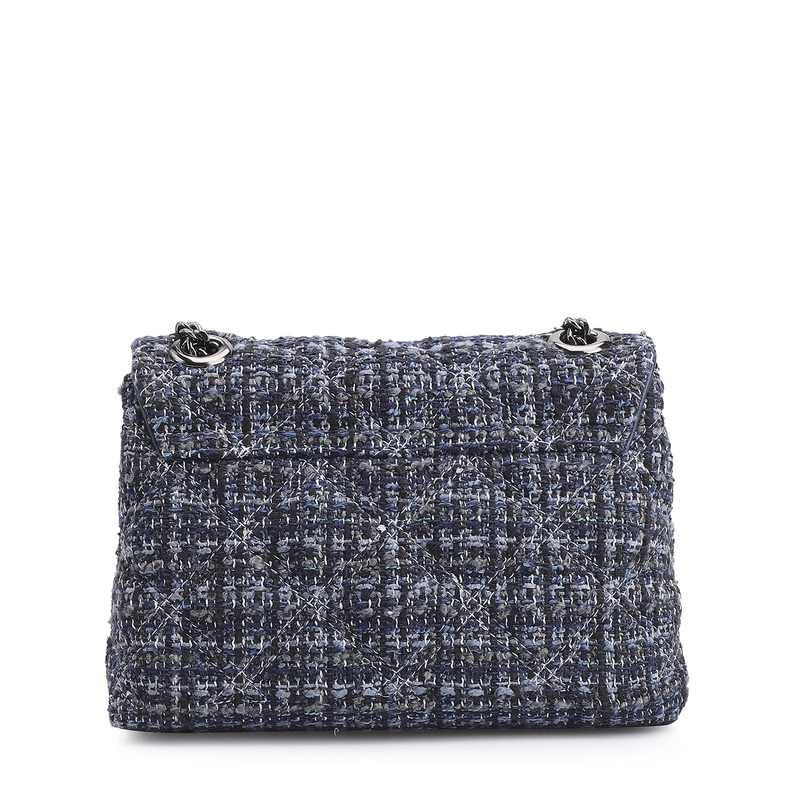 Bolsa De Ombro Matelassê Tweed Azul