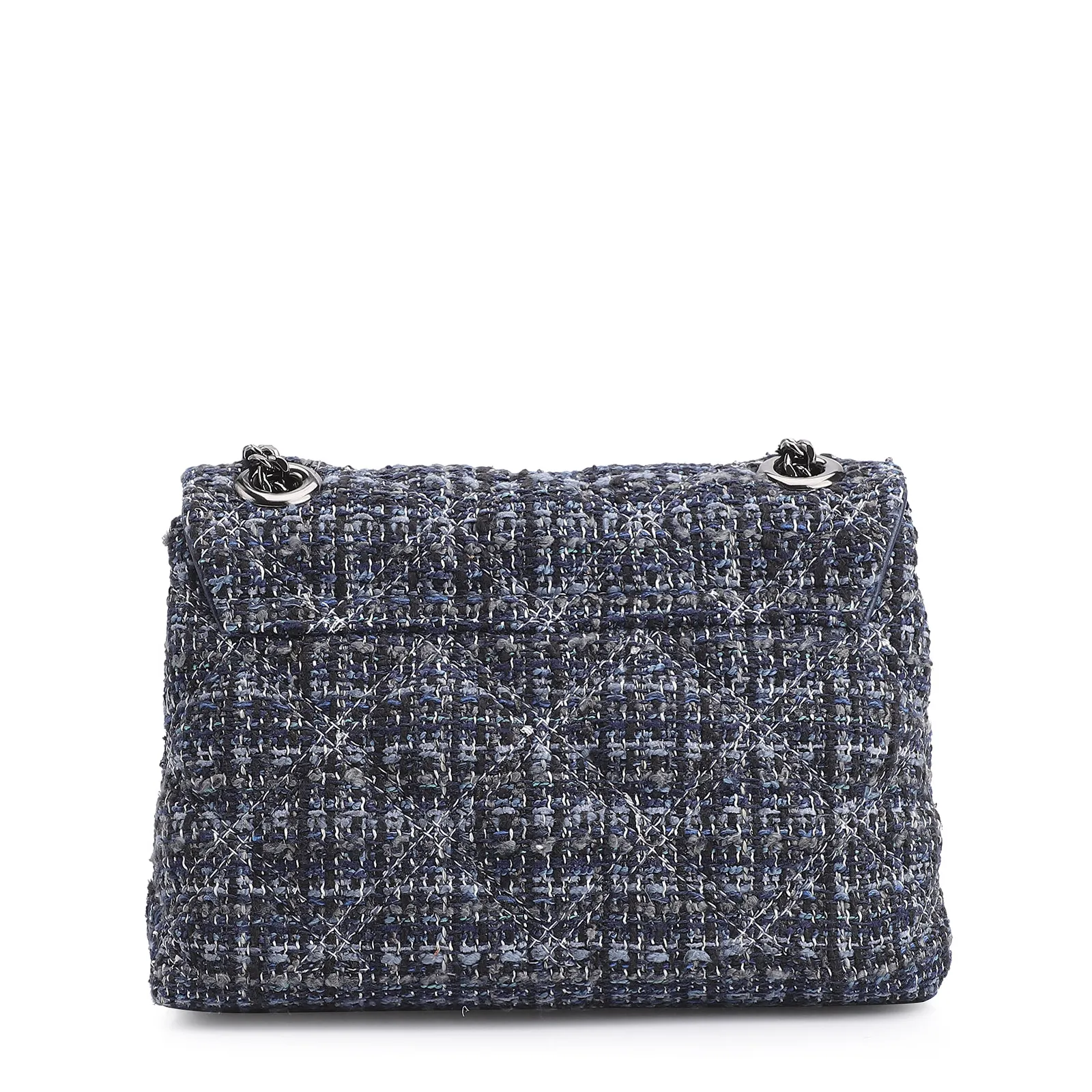 Bolsa De Ombro Matelassê Tweed Azul