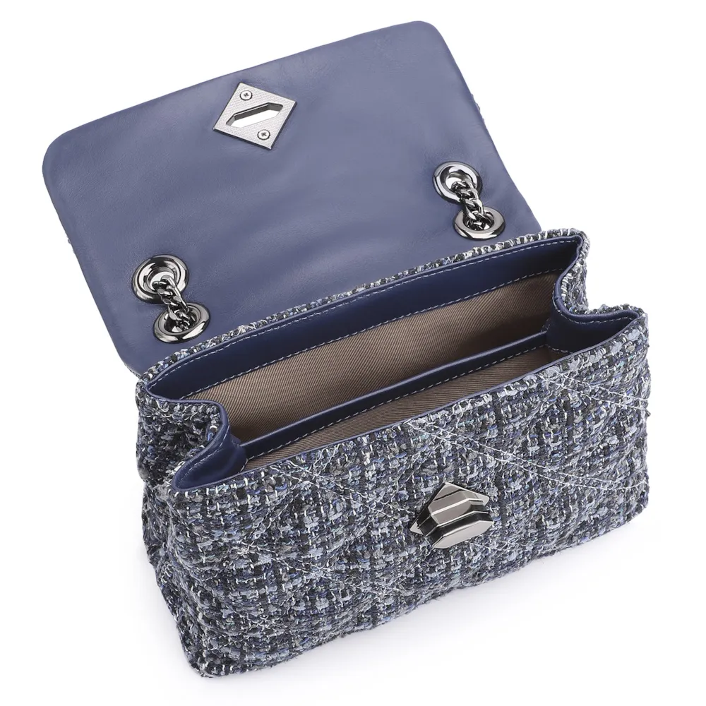 Bolsa De Ombro Matelassê Tweed Azul - imagem 5