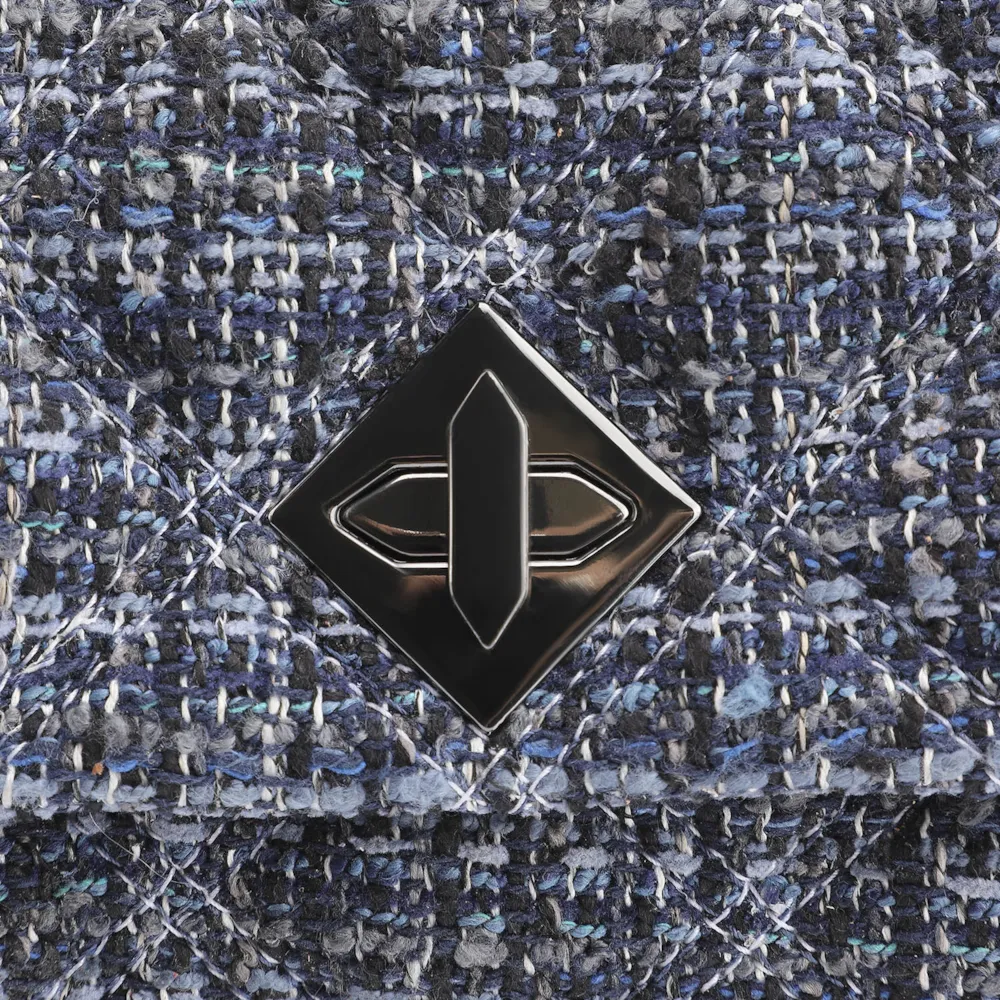 Bolsa De Ombro Matelassê Tweed Azul - imagem 6