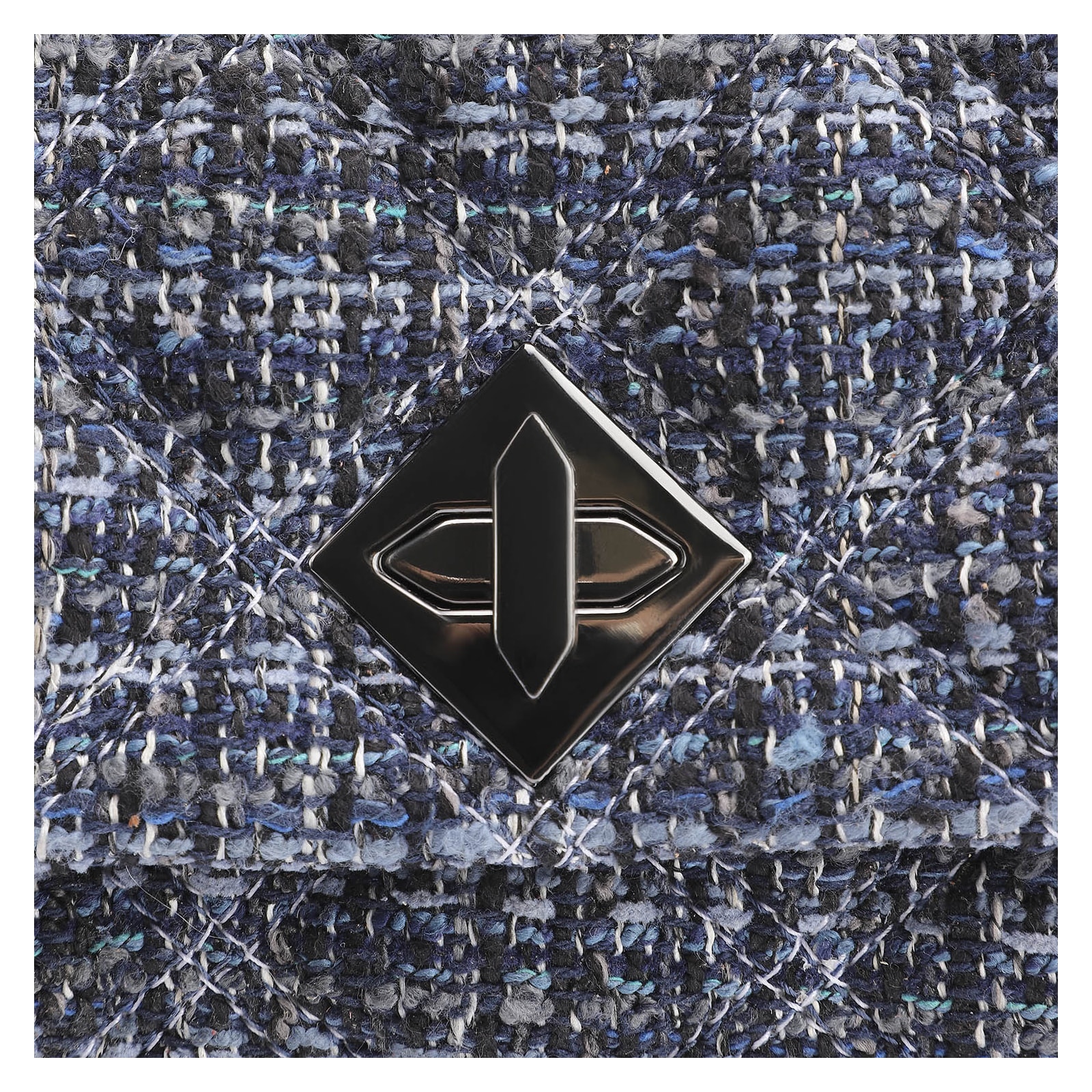 Bolsa De Ombro Matelassê Tweed Azul