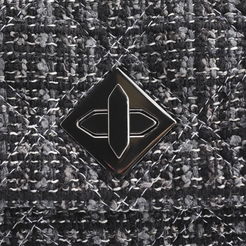 Bolsa De Ombro Matelassê Tweed Preto - imagem 5