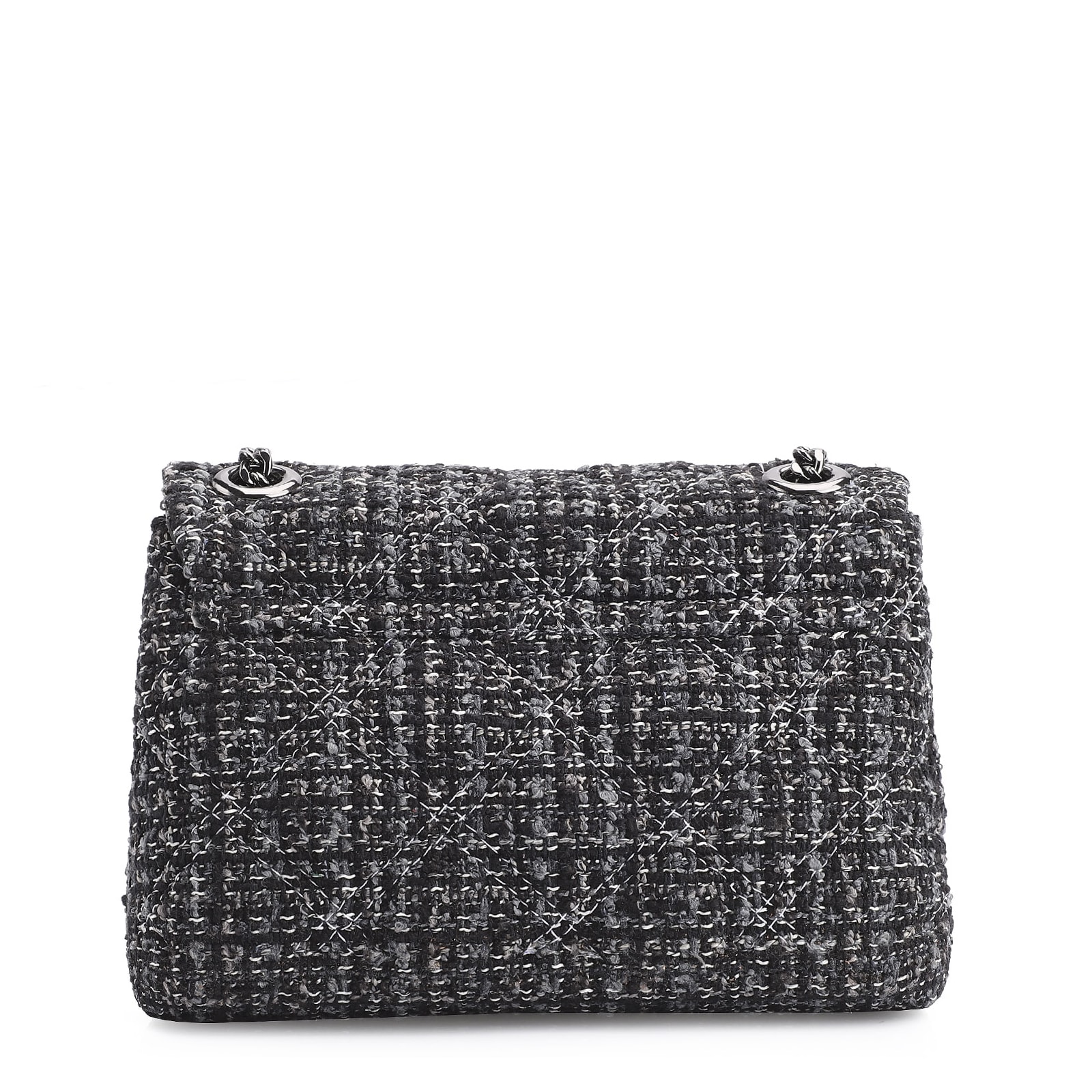Bolsa De Ombro Matelassê Tweed Preto