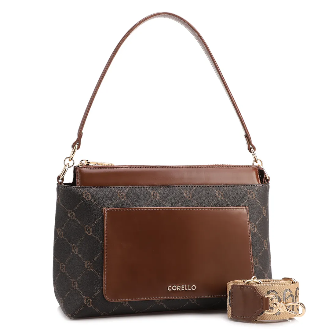  Bolsa De Ombro Média Alt/Couro Marrom Bolso Frontal Monograma - foto 2