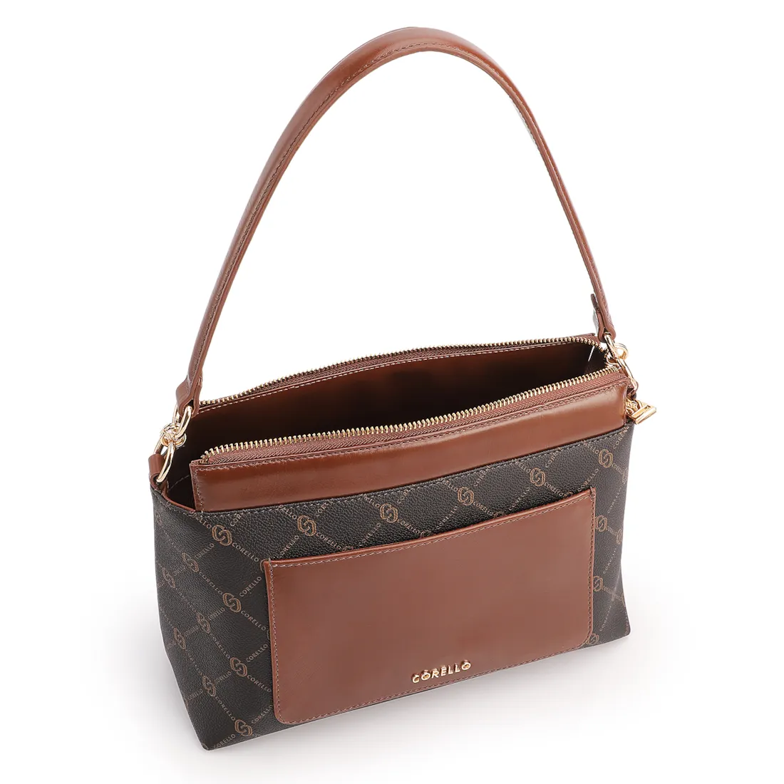  Bolsa De Ombro Média Alt/Couro Marrom Bolso Frontal Monograma - foto 4