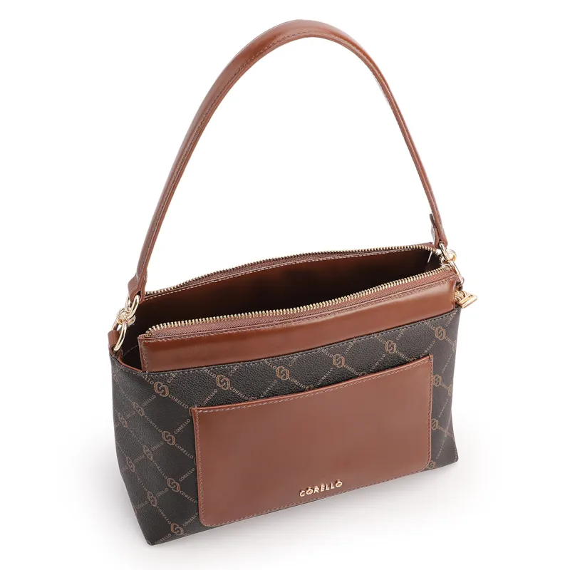  Bolsa De Ombro Média Alt/Couro Marrom Bolso Frontal Monograma - foto 4