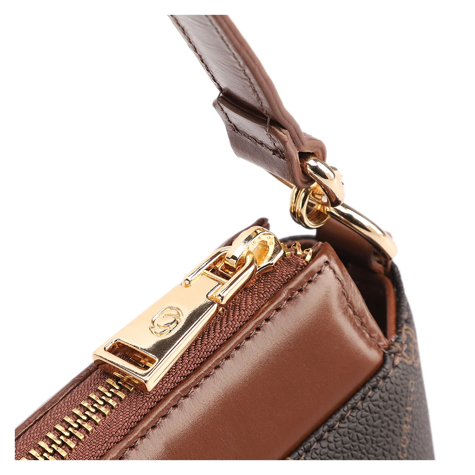 Bolsa De Ombro Média Alt/Couro Marrom Bolso Frontal Monograma