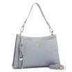 Bolsa De Ombro Média Azul Couro Lezard Pingente - imagem 2