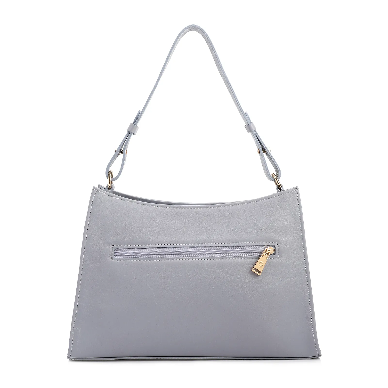Bolsa De Ombro Média Azul Couro Lezard Pingente