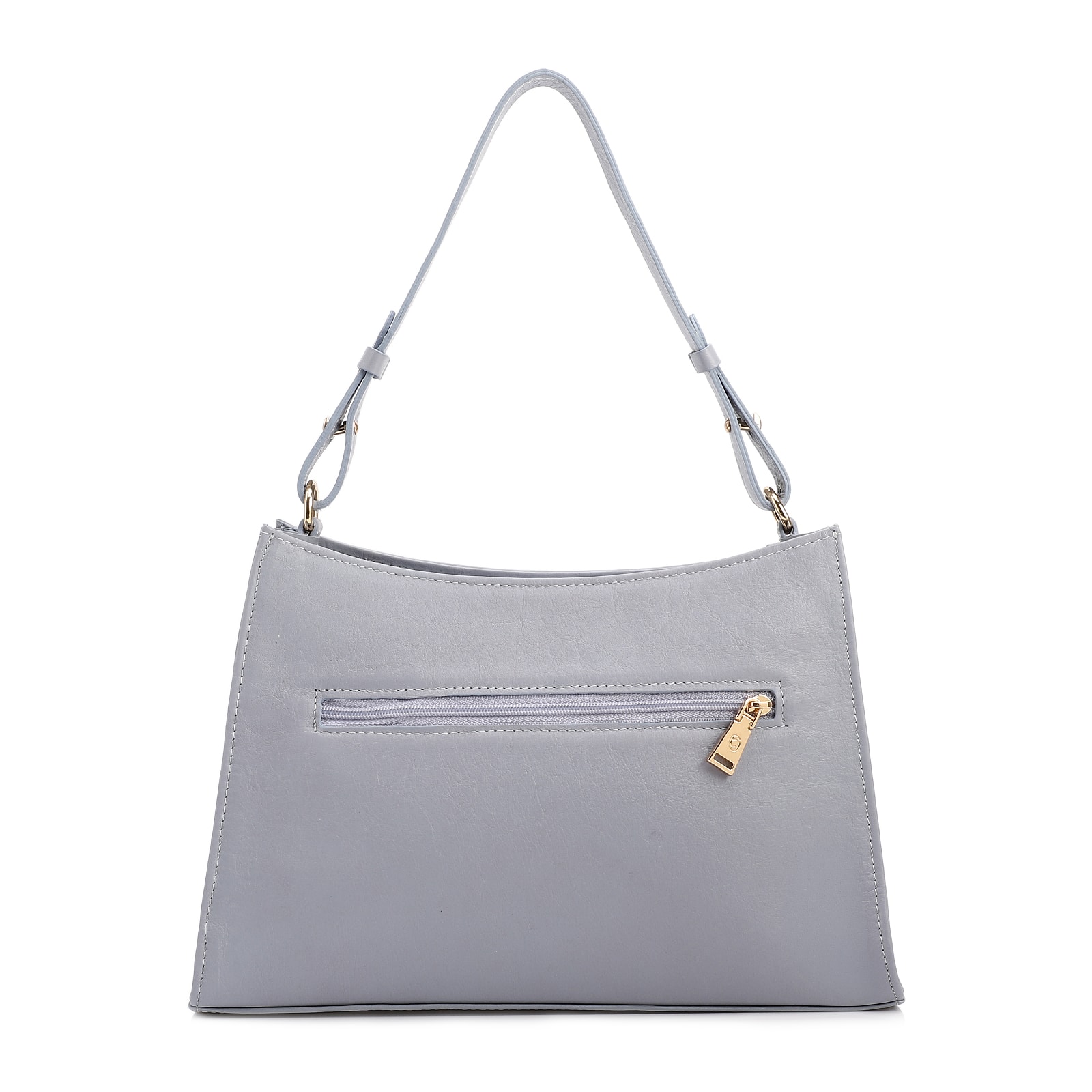 Bolsa De Ombro Média Azul Couro Lezard Pingente