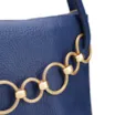 Bolsa De Ombro Média Couro Antique Azul Corrente Frontal Dourada - imagem 7