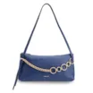 Bolsa De Ombro Média Couro Antique Azul Corrente Frontal Dourada - imagem 1