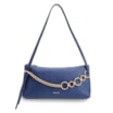Bolsa De Ombro Média Couro Antique Azul Corrente Frontal Dourada - imagem 1
