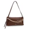 Bolsa De Ombro Média Couro Antique Marrom Corrente Dourada Frontal - imagem 2