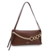 Bolsa De Ombro Média Couro Antique Marrom Corrente Dourada Frontal - imagem 2