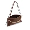 Bolsa De Ombro Média Couro Antique Marrom Corrente Dourada Frontal - imagem 4